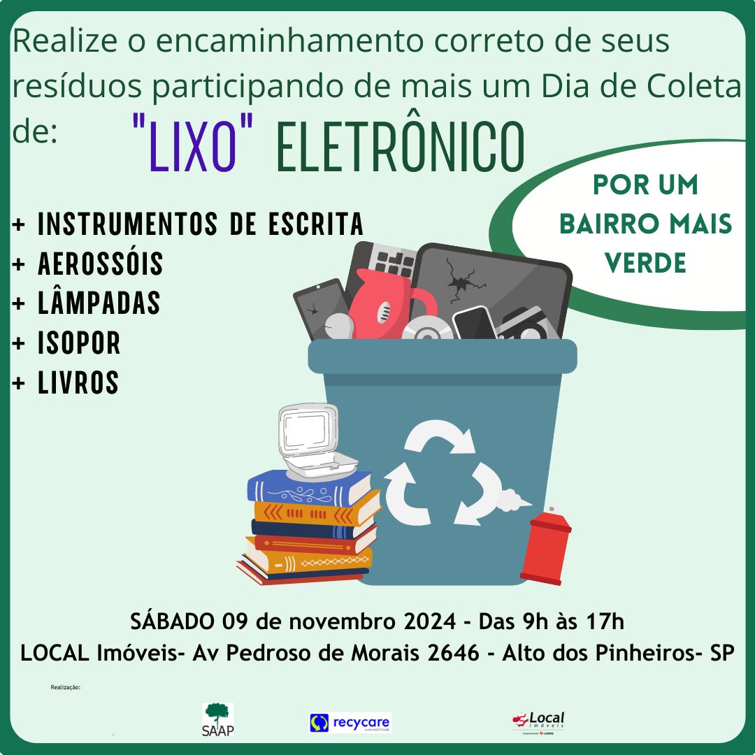 O que posso levar para a 13ª campanha de reciclagem da SAAP?
